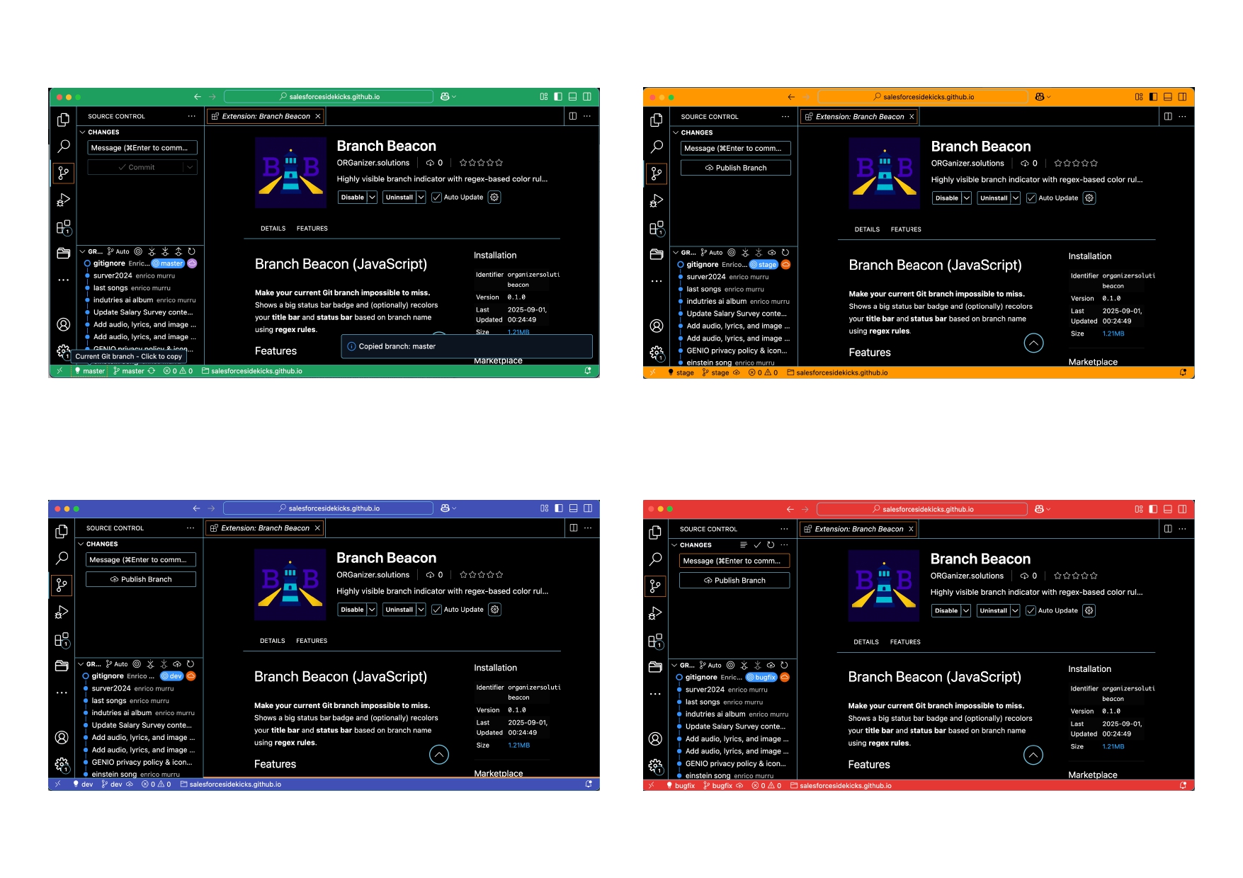 Title bar and status bar recoloring screenshot